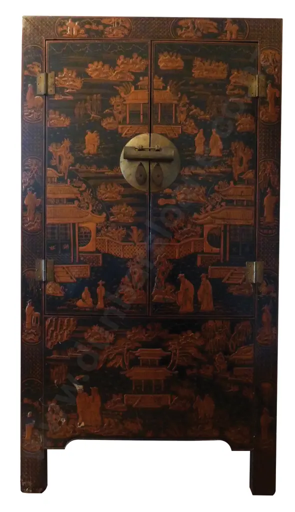 Large and Impressive Chinese Black Lacquer Cabinet Image 1++