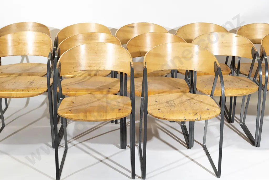 Set of Twelve Plywood and Metal Chairs Designed for the Wellington Central Library in 1991 Image 1++