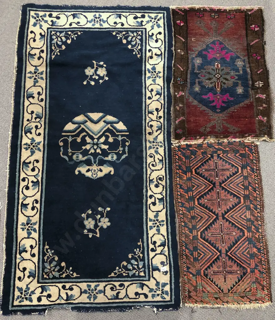 Two Antique Prayer Rugs and Chinese Rug Image 1++