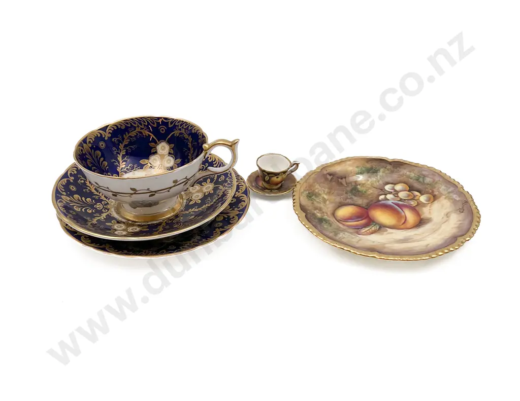 Aynsley "Royalty" Fancy China Trio Together with Royal Worcester Dish and Miniature Cup/Saucer Image 1++