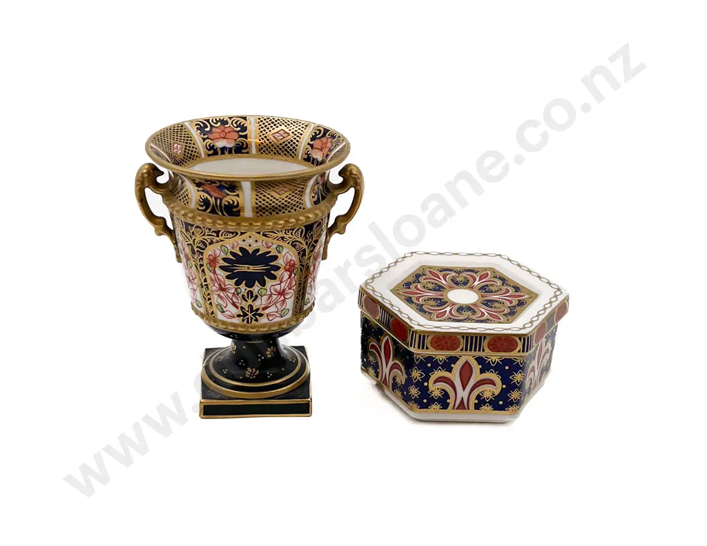 RCD Imari Pattern Small Vase and Hexagonal Trinket Box Image 1++