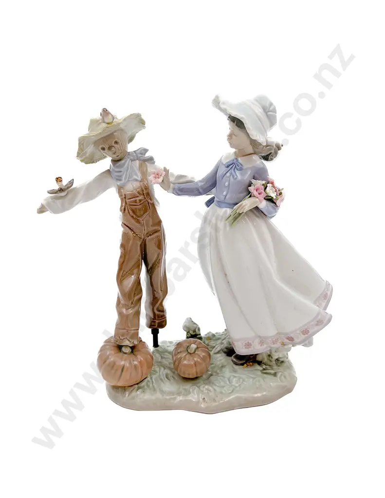 Lladro Figure Group of Girl with Scarecrow Image 1++