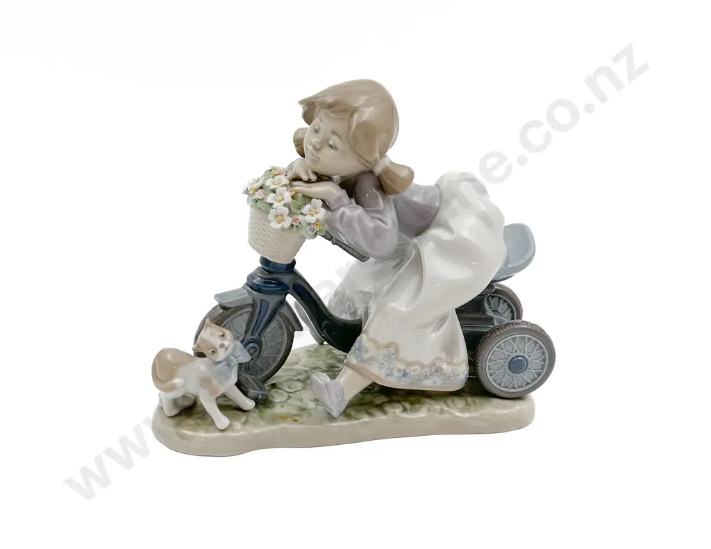 Lladro Figure Group of Girl on Trike Image 1++