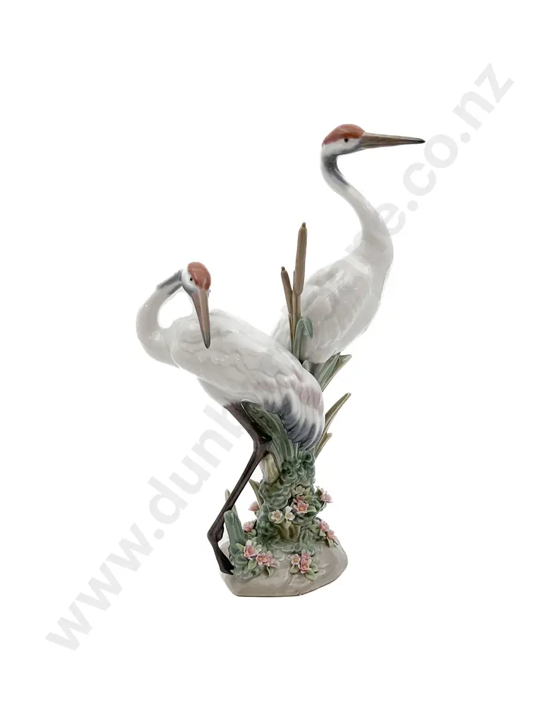 Lladro Figure Group of Two Cranes Image 1++