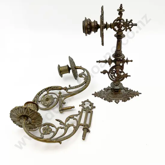 Three Brass Candle Sconces of Sizes