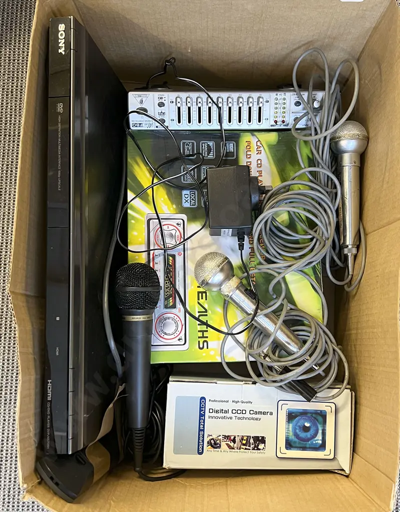 Box of Assorted Electronics Including Camera Image 1++
