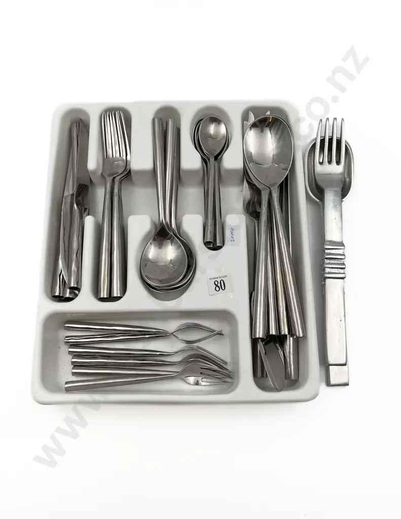 Quantity of Rolled Steel Hand Made Cutlery Together with Salad Servers Image 1++