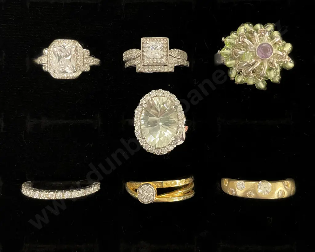Seven S/S & Crystal Rings Image 1++