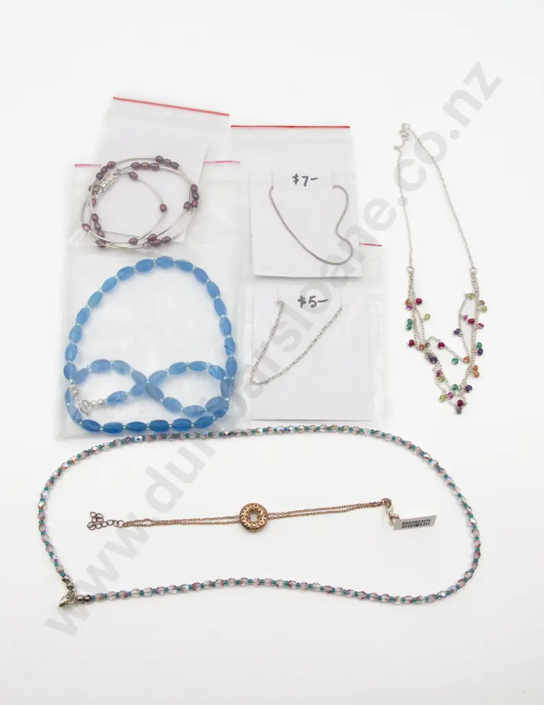 Three S/S Chain Bracelets and Four Various Bead Necklaces Image 1++