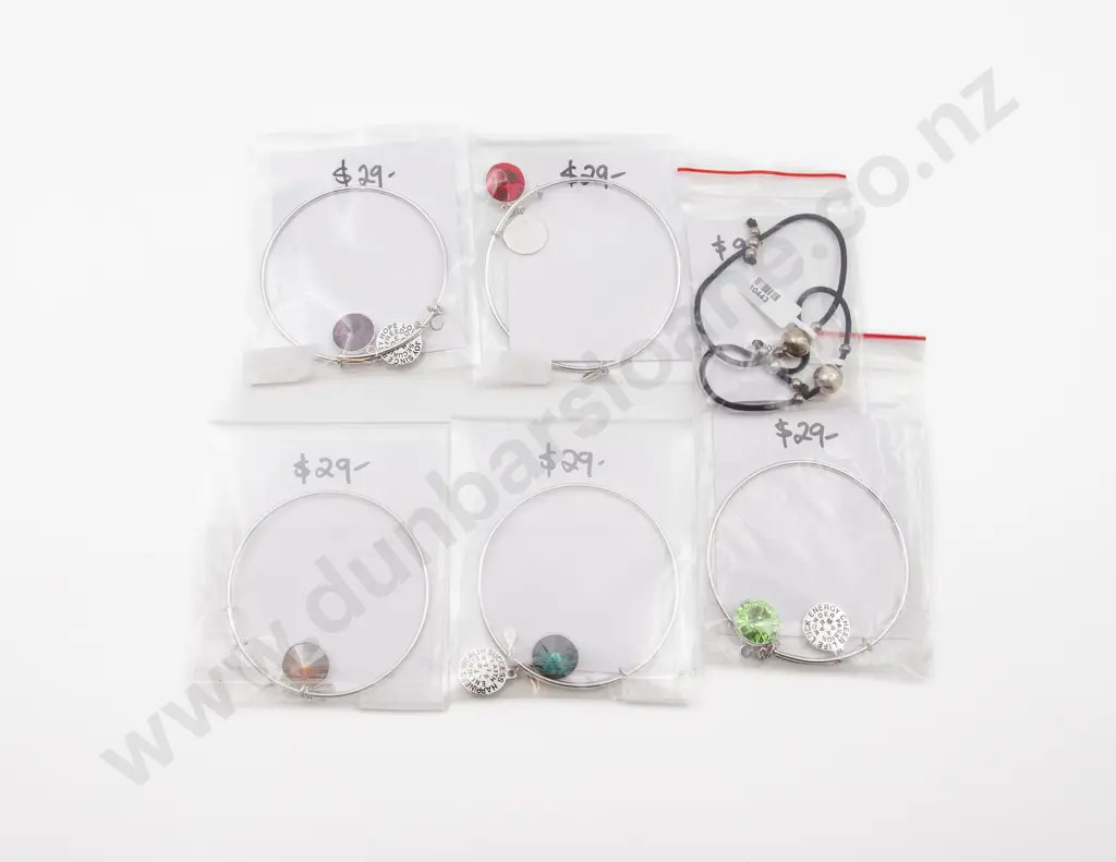 Four .925 S/S Bangles and Two Bead Bracelets Image 1++