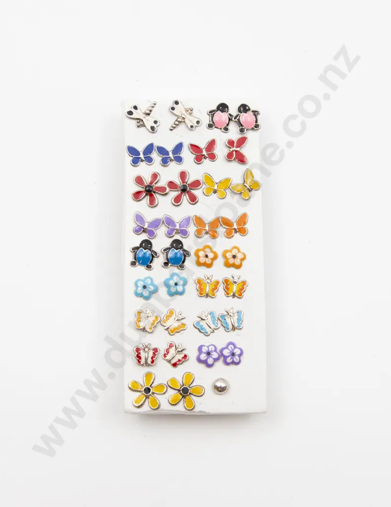 17pair S/S and Enamel Stud Earrings Image 1++