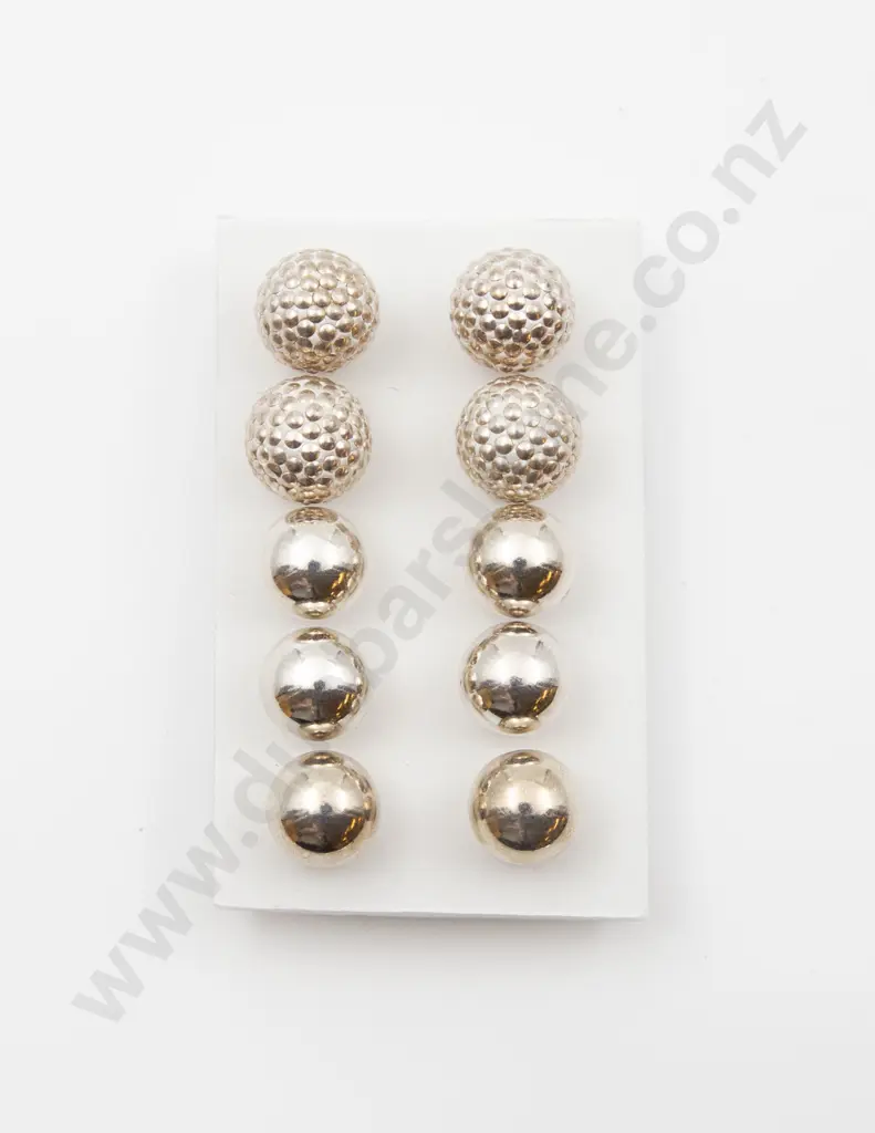 Five Pair S/S 'Ball' Stud Earrings Image 1++