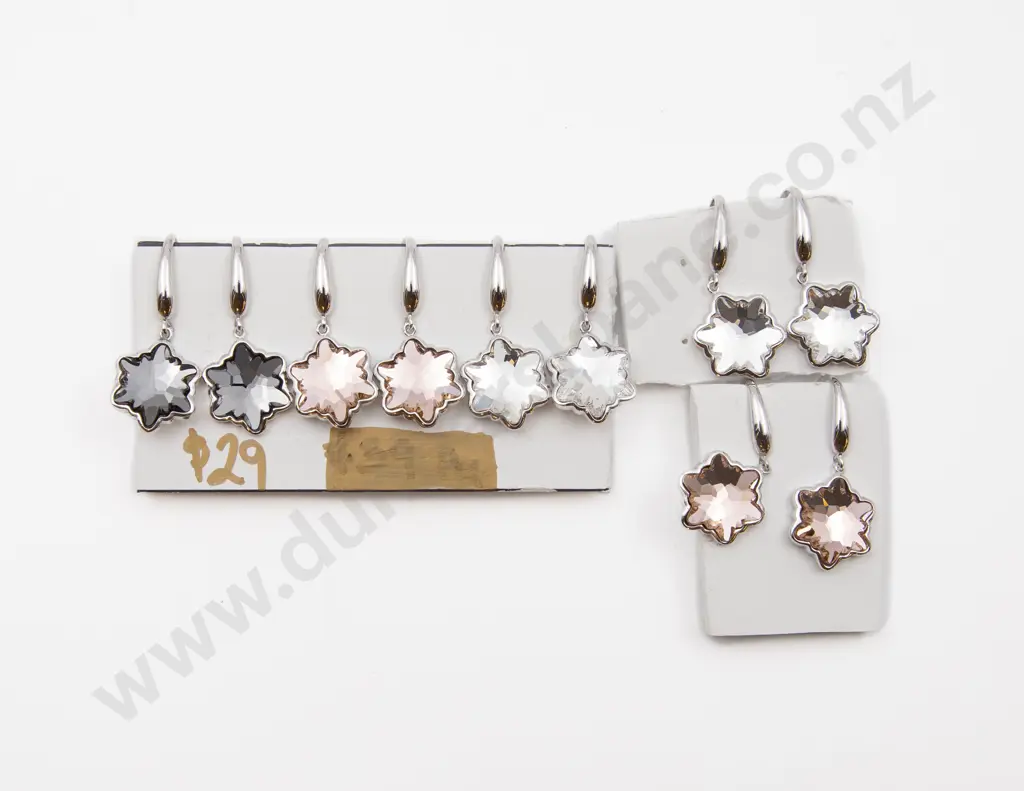 Five Pair S/S and Crystal Pendant Earrings Image 1++