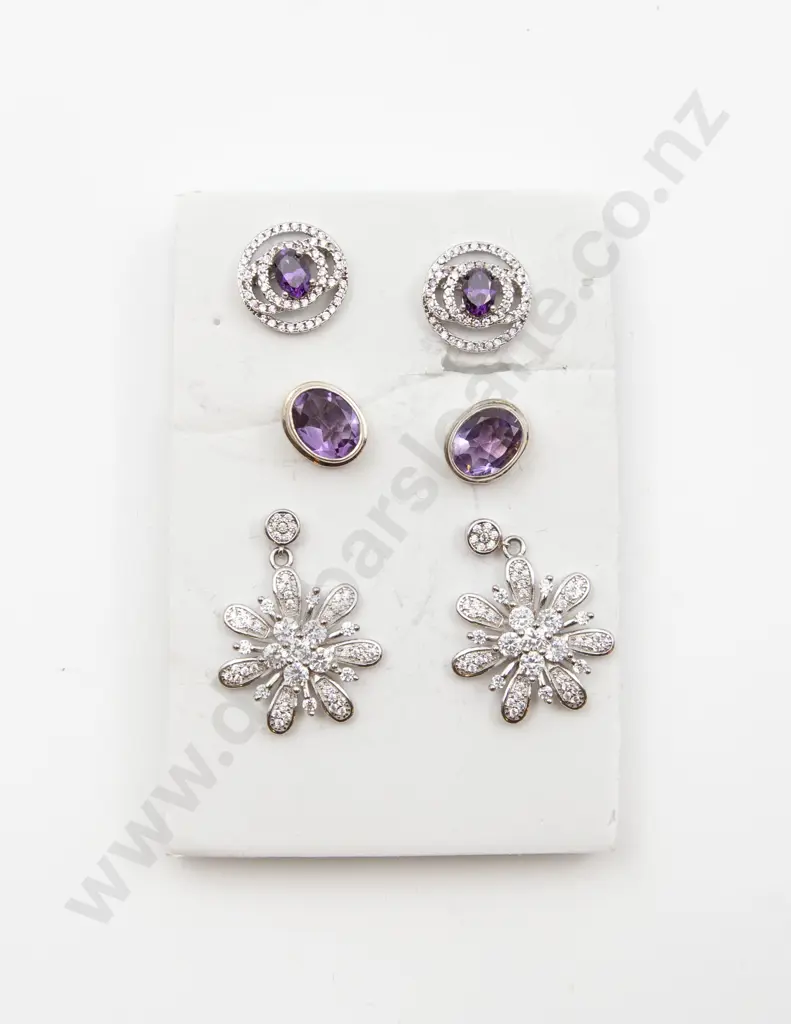 Three Pair S/S and Crystal Earrings Image 1++
