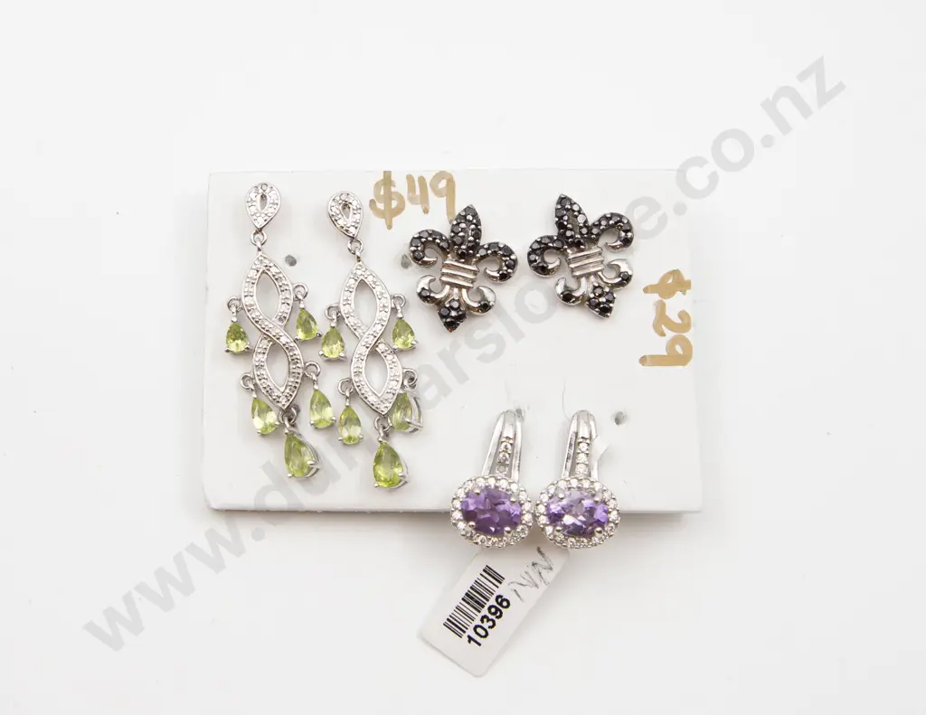 Three Pair S/S and Crystal Earrings Image 1++
