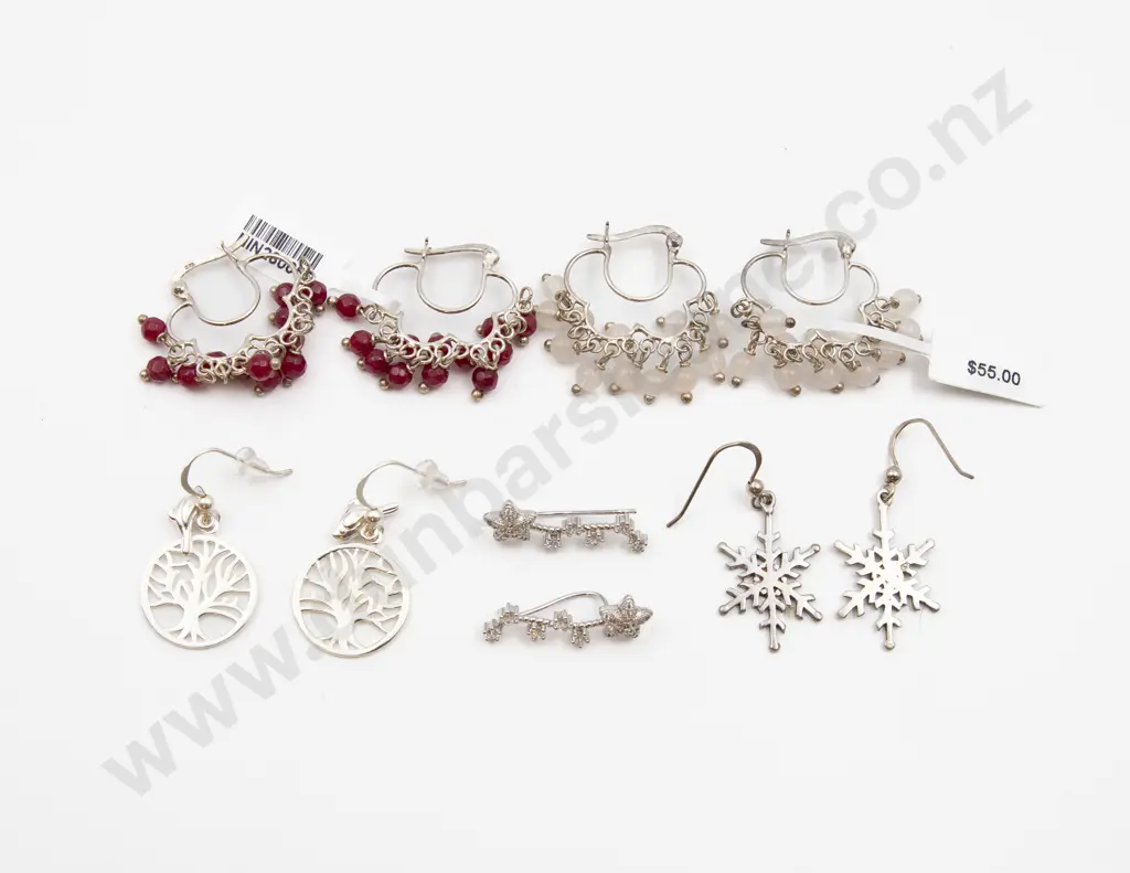 Five Pair S/S Gem and Crystal Earrings Image 1++