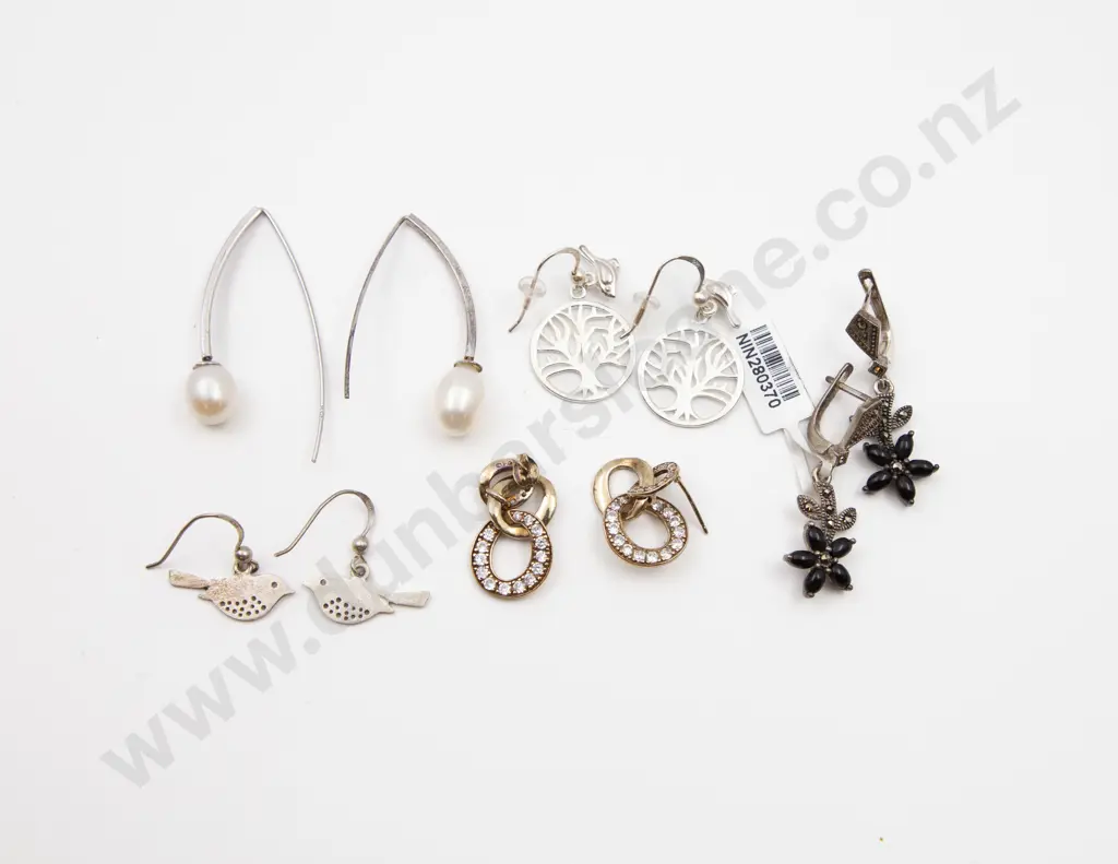 Five Pair S/S Gem and Crystal Earrings Image 1++
