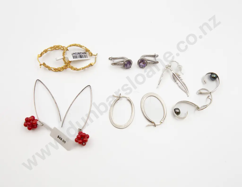 Five Pair S/S Gem and Crystal Earrings Image 1++