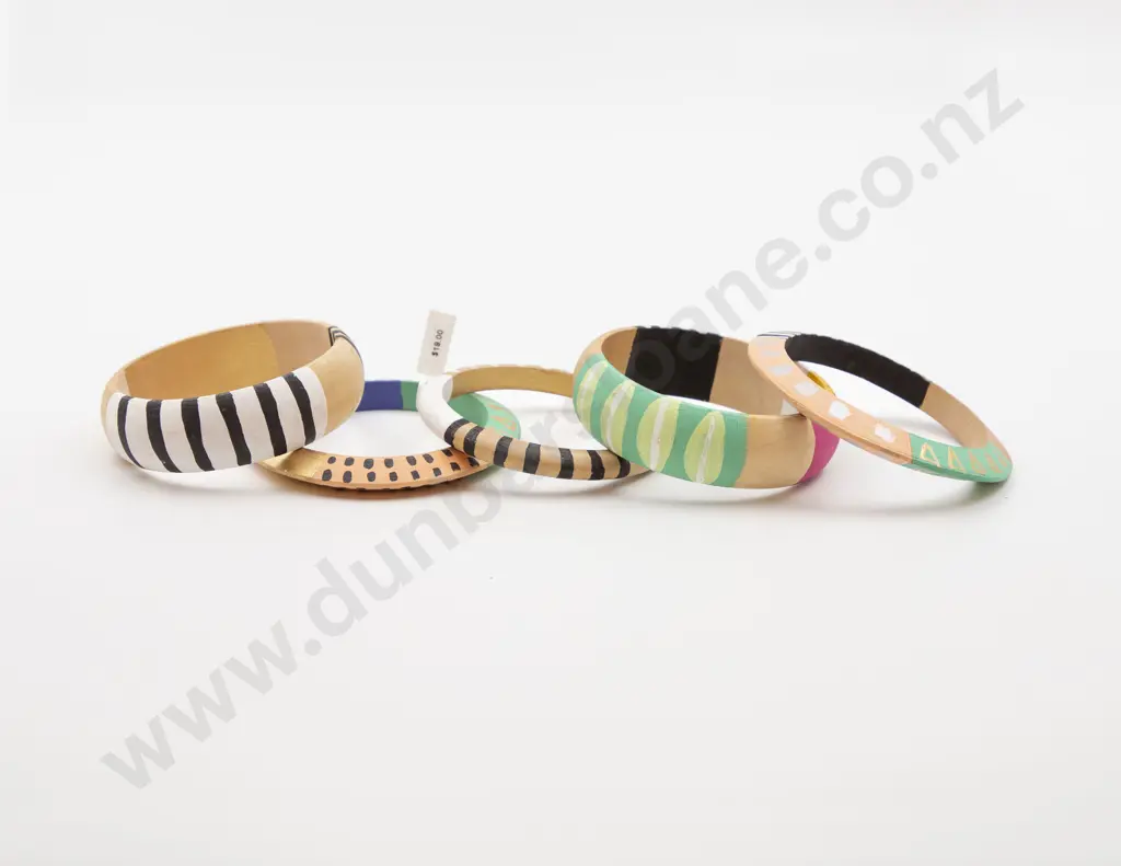 Five Wooden Hand Painted Bangles Image 1++