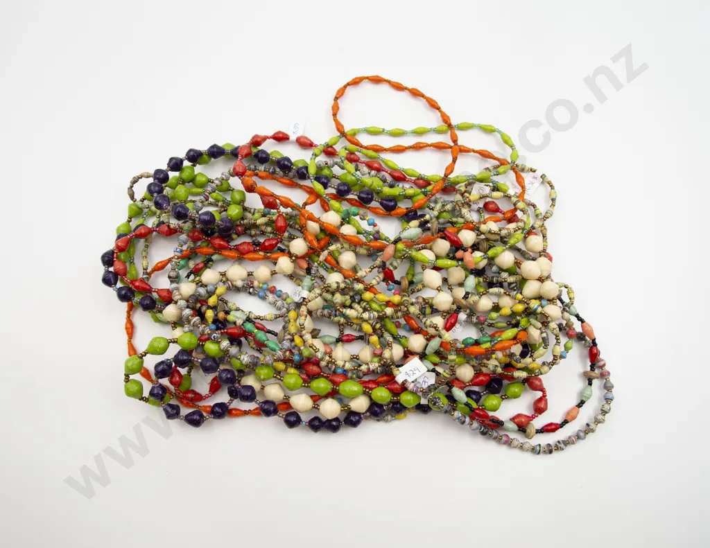Thirteen Crafted Paper Bead Necklaces Image 1++