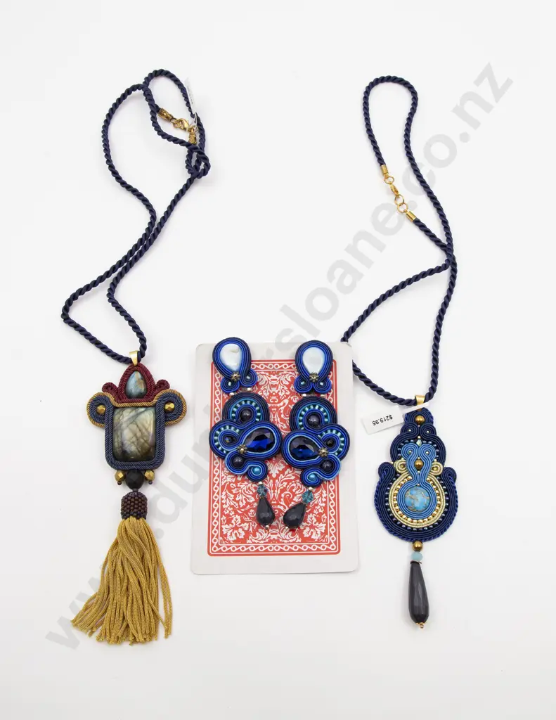 Art Deco Style Gem and Braid Jewellery Image 1++