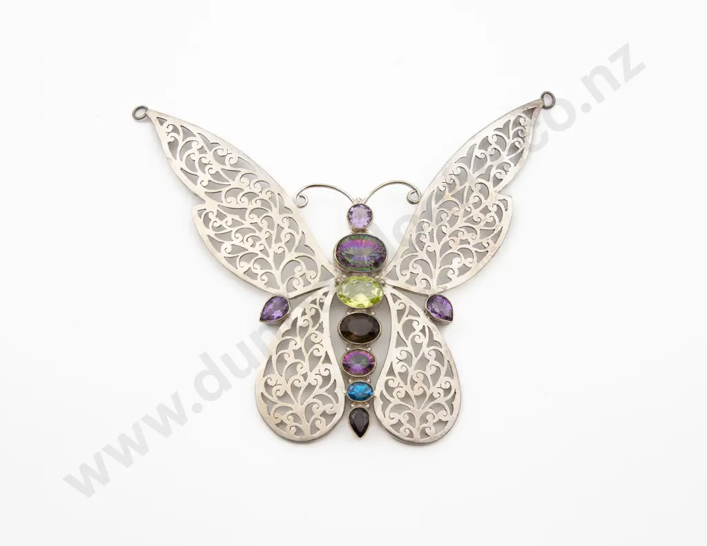 Oversize S/S and Gem Butterfly Pendant Image 1++