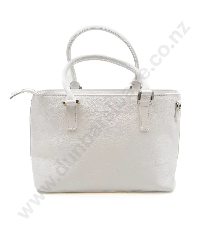 Made in Italy White Leather Shopper Tote Bag Image 1++