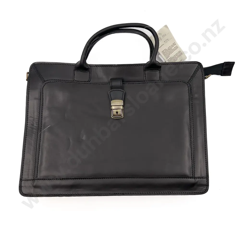 Made in Italy Black Leather Computer Bag Image 1++