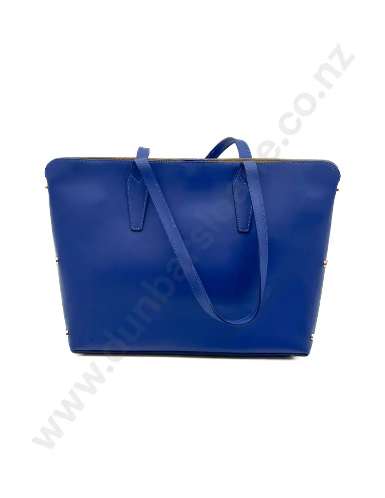 Made in Italy Blue Leather Shopper Image 1++
