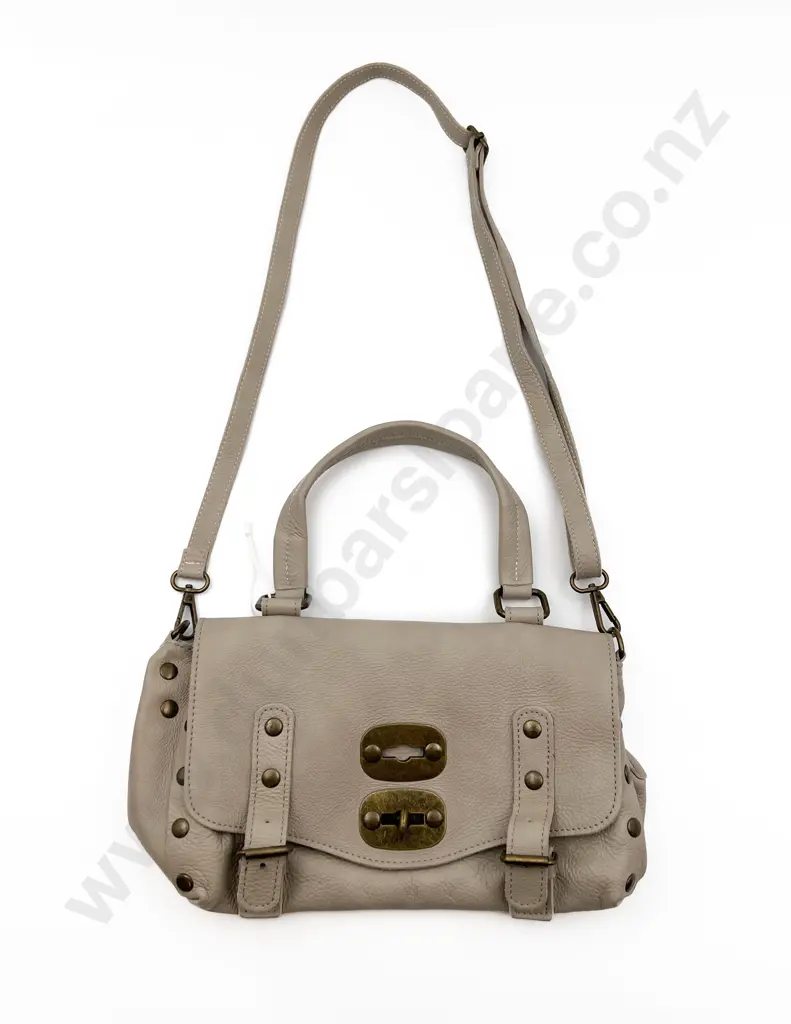 Made in Italy Taupe Leather Small Satchel Shoulder Bag Image 1++