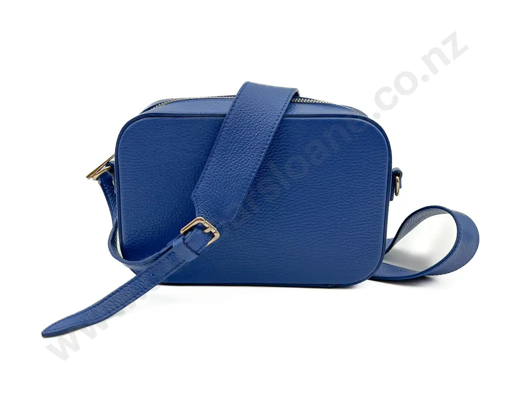 Made in Italy Blue Leather Across Body Strap Bag Image 1++