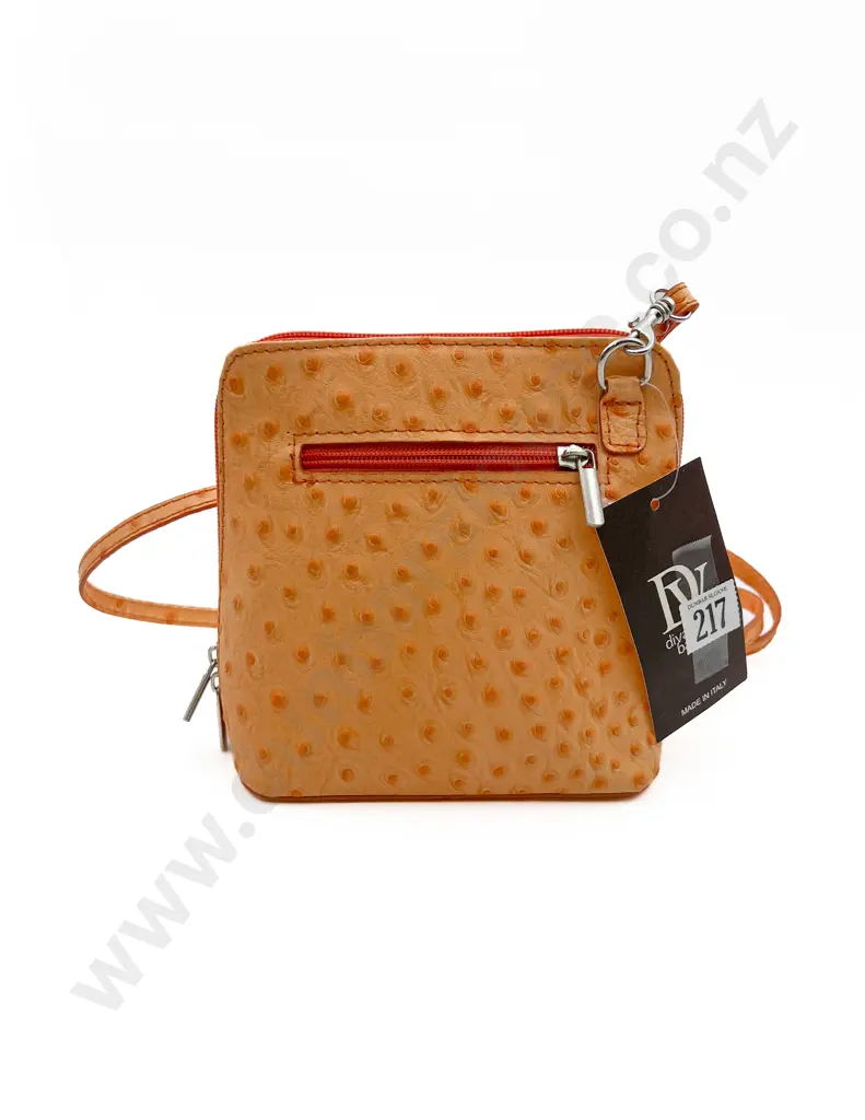 Made in Italy Orange Ostrich Leather Shoulder Bag Image 1++