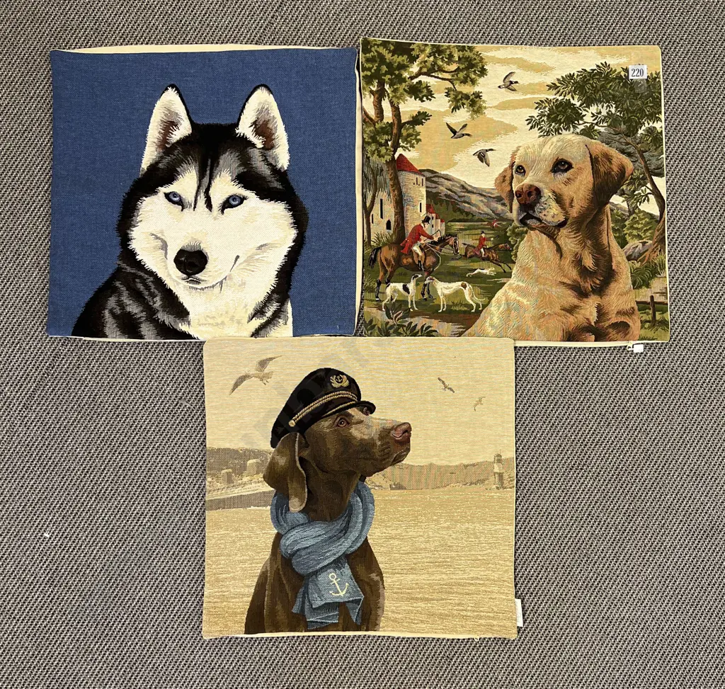Three Dog Theme Brocade Cushion Covers Image 1++