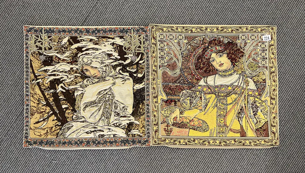 Two Art Theme Brocade Cushion Covers Image 1++