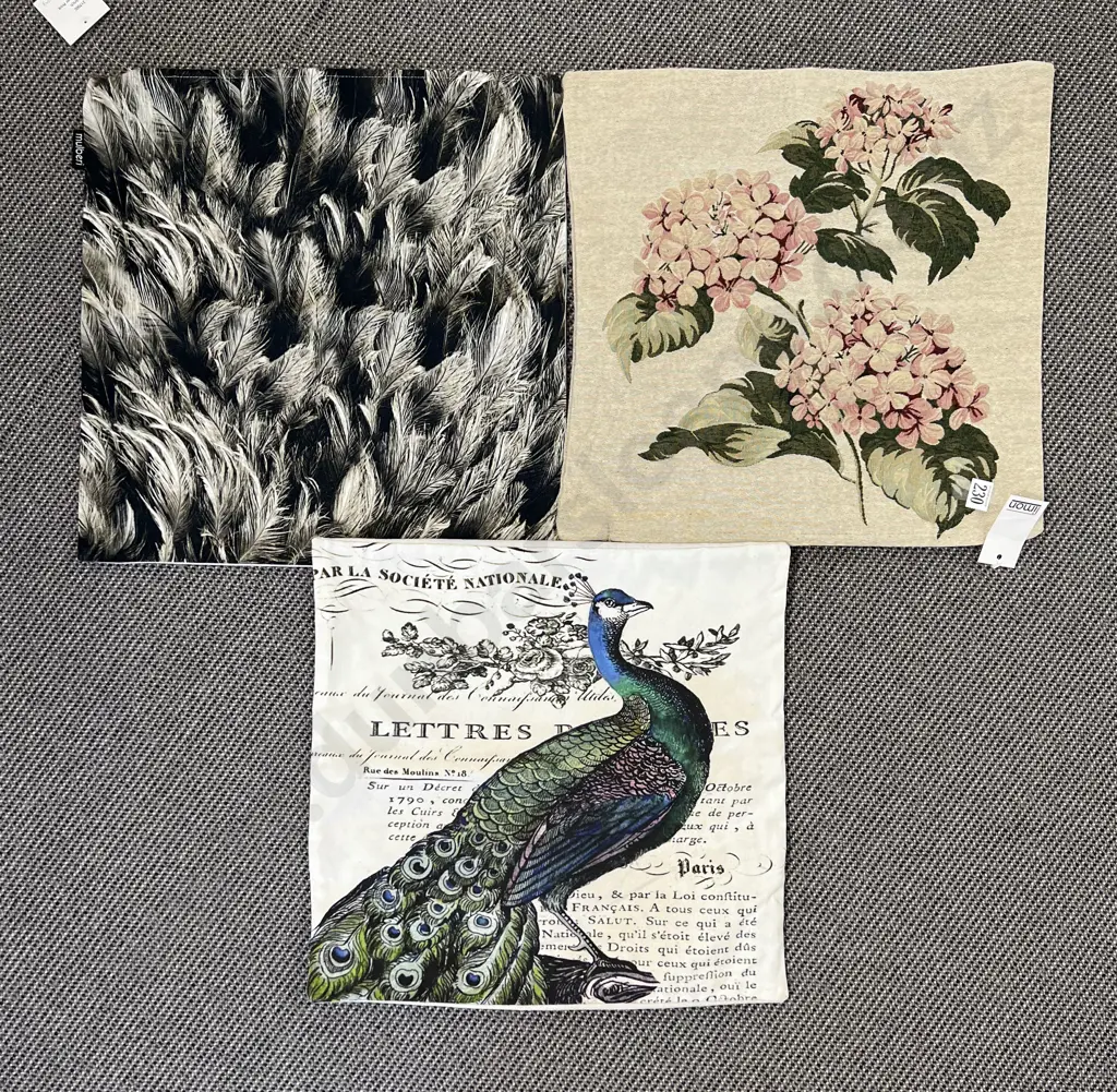 Mixed Three Tapestry Brocade and Cotton Print Cushion Covers Image 1++