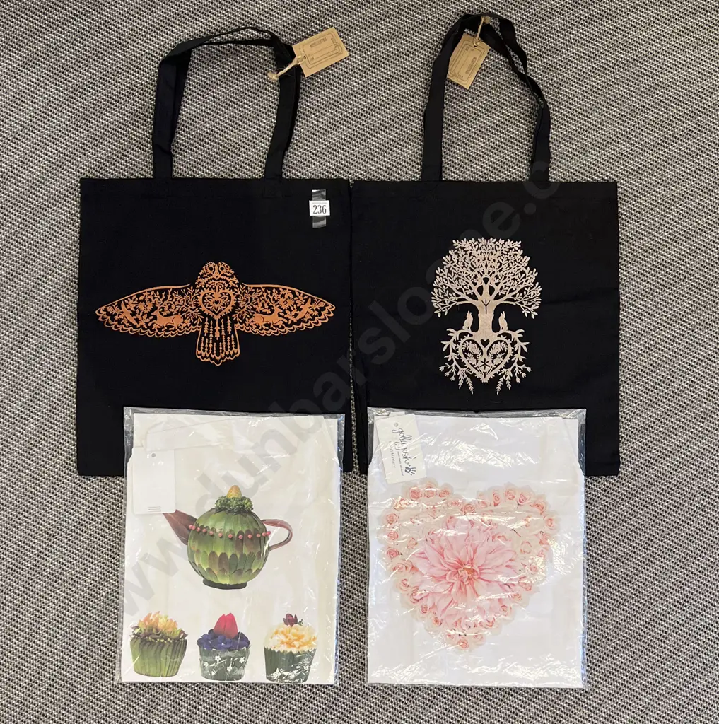 Two Cotton Print Carry Bags and Two Aprons Image 1++