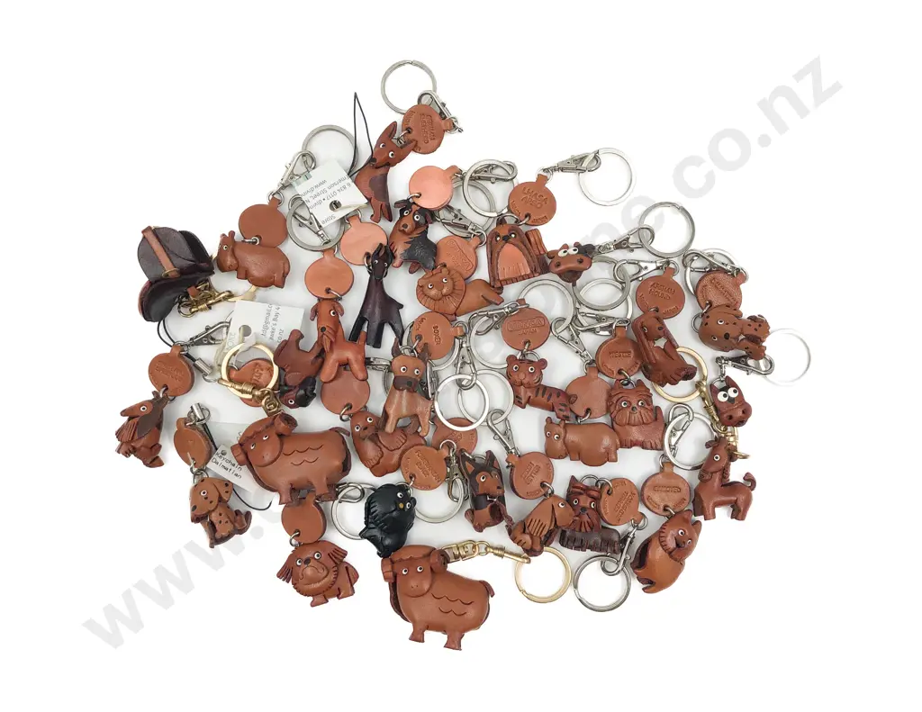 Qty Made in Japan Leather Novelty Animal Key Ring Holders Image 1++