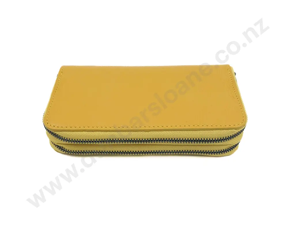 Made in Italy Yellow Leather Two Section Purse Image 1++