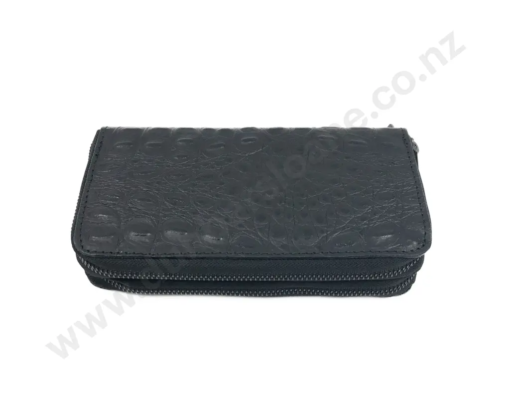 Made in Italy Black Leather Two Section Purse Image 1++