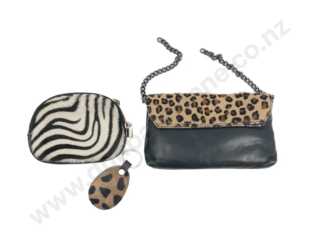 Made in Italy Leather and Imitation Fur Two Purses and Key Tab Image 1++