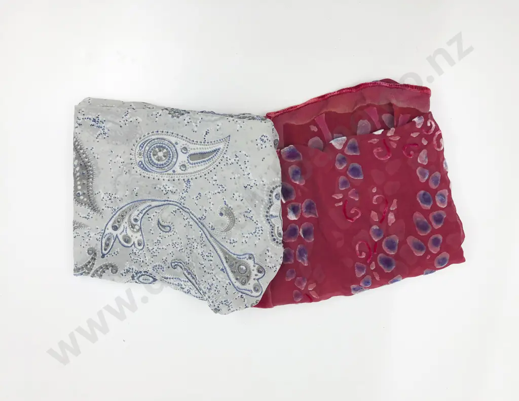 Silk Velvet 'Pussy Willows' Red Scarf Image 1++