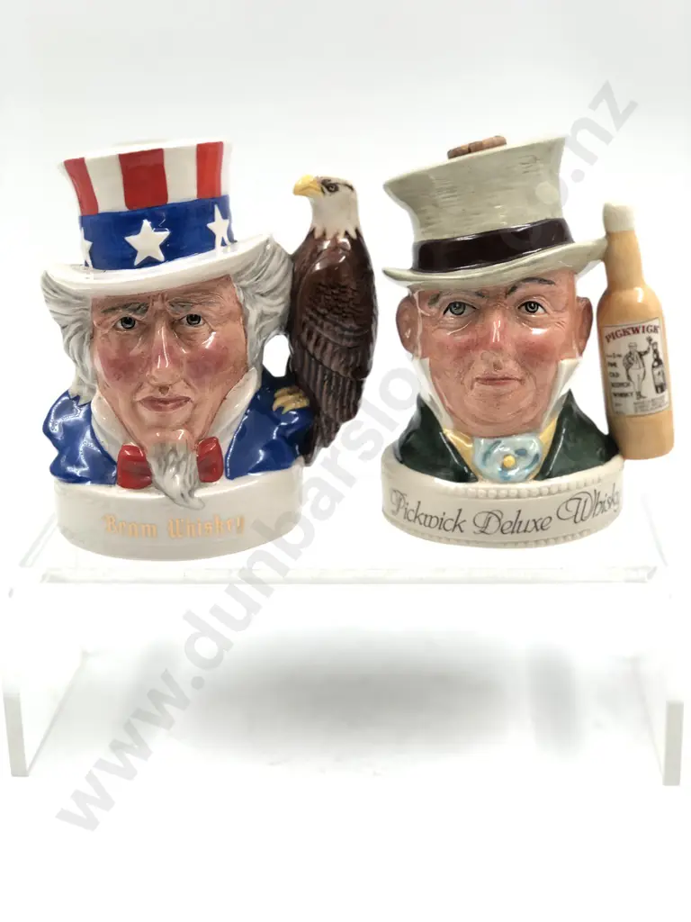 RD Jim Beam Whiskey "Uncle Sam" Character Jug Together With RD Pickwick Whiskey "Mr Micawber" Character Jug Image 1++