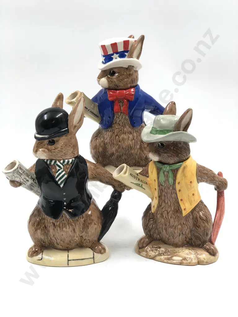 Three RD Bunnykins Teapots of the World Image 1++