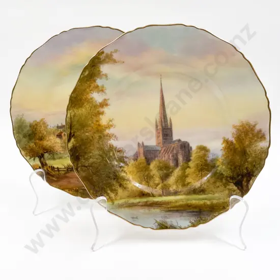 Two Royal Worcester Cathedral Plates