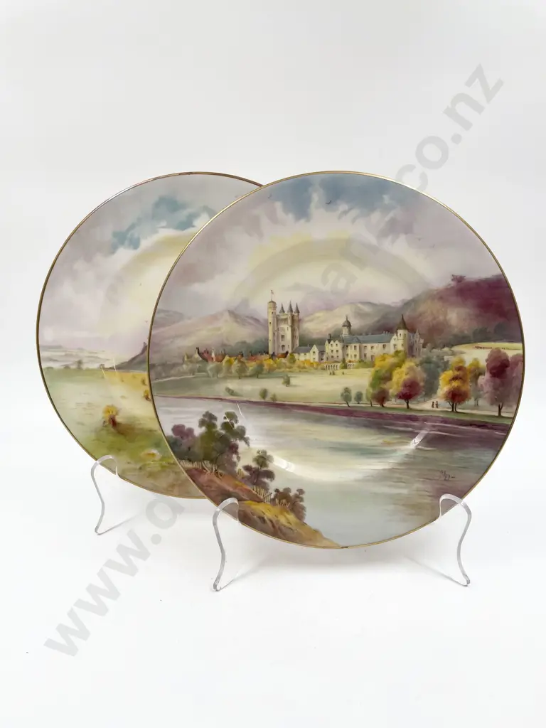 Two Royal Worcester Castle Plates Image 1++