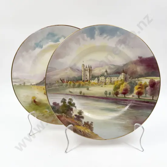 Two Royal Worcester Castle Plates