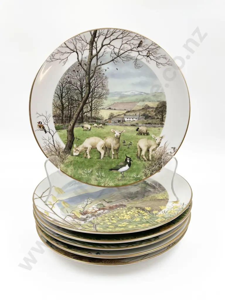 Six Royal Worcester Peter Barrett Seasons Plates Image 1++