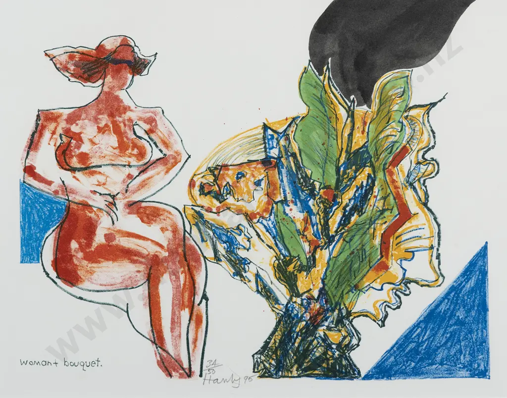 Pat Hanly (1932 - 2004) - Woman & Bouquet Image 1++