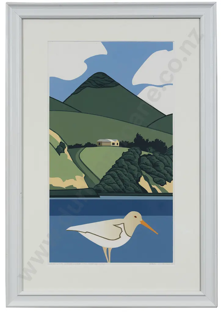 Robin White (b. 1946) - White Oyster Catcher and Harbour Cone Image 1++