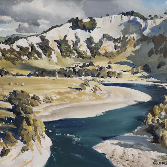 Peter McIntyre (1910 - 1995) - Evening Sun Rangitīkei River